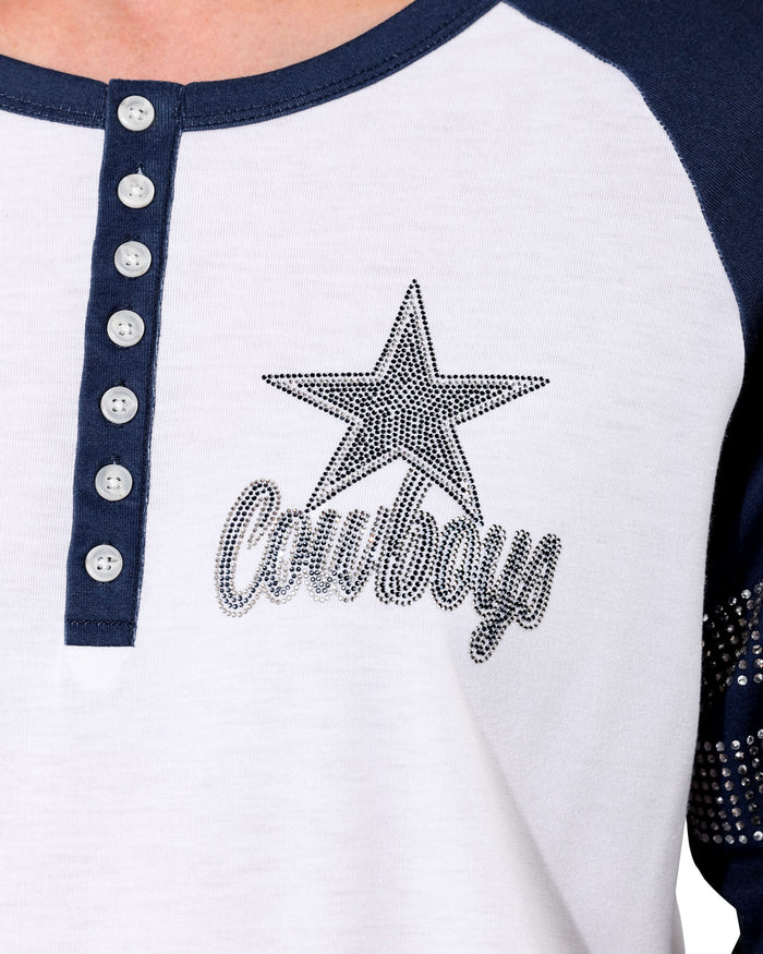 Dallas Cowboys Rhinestone Long Sleeve Henley FOCO S - FOCO.com