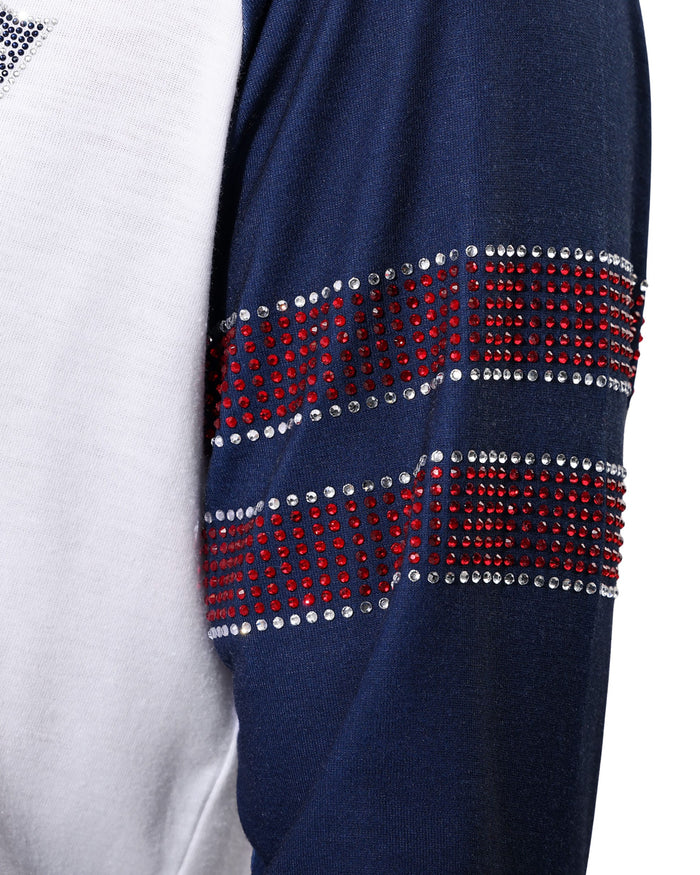 New England Patriots Rhinestone Long Sleeve Henley FOCO S - FOCO.com