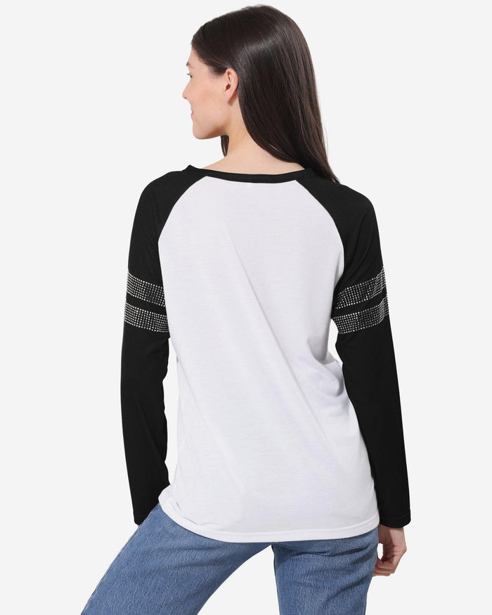 Las Vegas Raiders Rhinestone Long Sleeve Henley FOCO S - FOCO.com