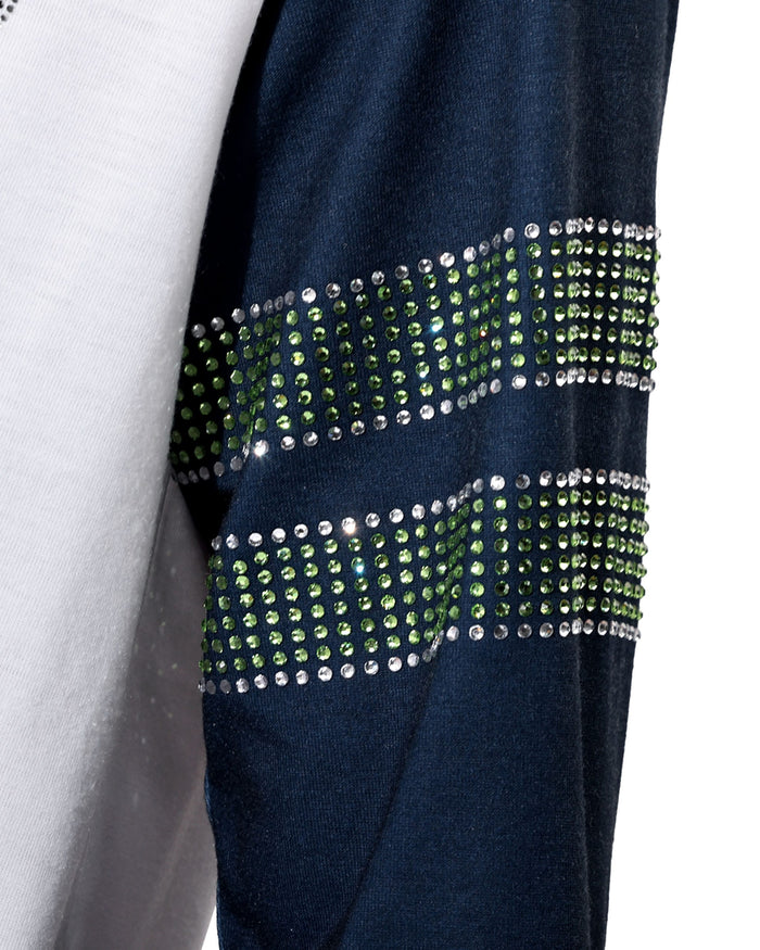 Seattle Seahawks Rhinestone Long Sleeve Henley FOCO S - FOCO.com
