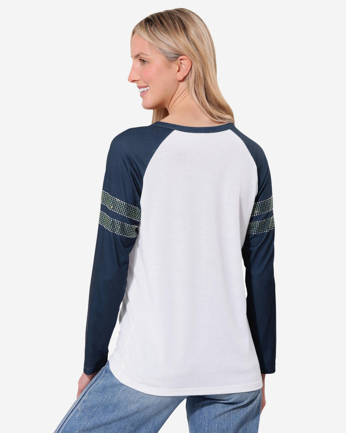 Seattle Seahawks Rhinestone Long Sleeve Henley FOCO S - FOCO.com