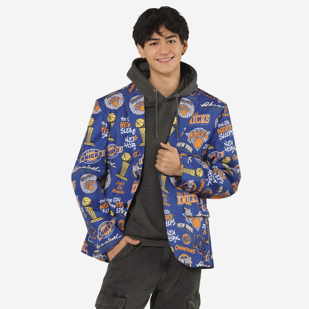 New York Knicks 2026 NBA Champions Banner Toss Print Gameday Suit Jacket FOCO 46 - FOCO.com