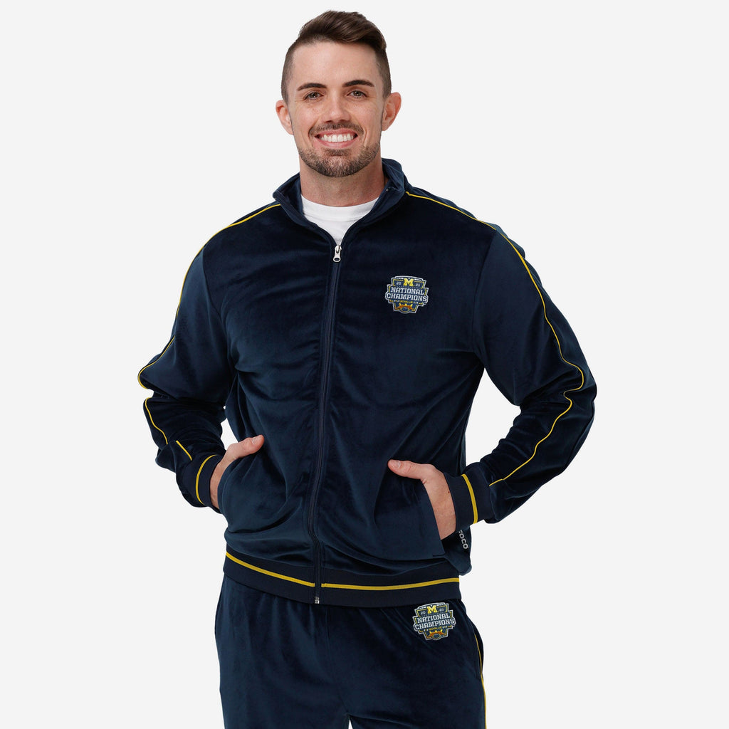 Michigan Wolverines 2023 Football National Champions Velour Zip Up Top FOCO S - FOCO.com