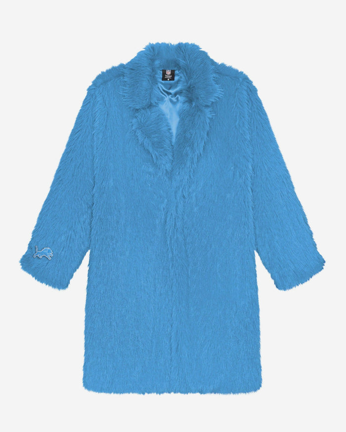 Detroit Lions Faux Fur Long Jacket FOCO XS/S - FOCO.com
