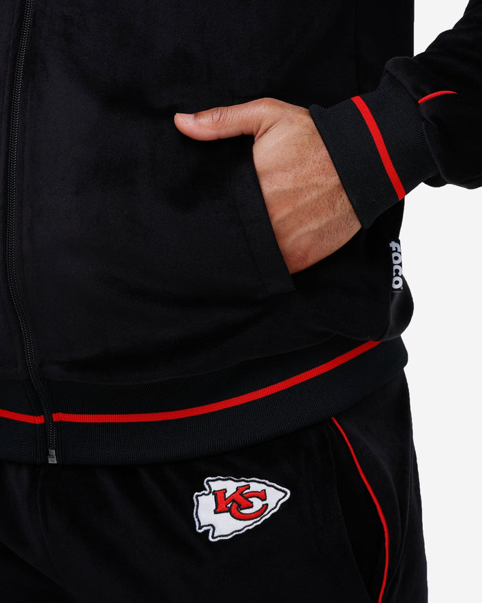 Kansas City Chiefs Black Velour Zip Up Top FOCO - FOCO.com