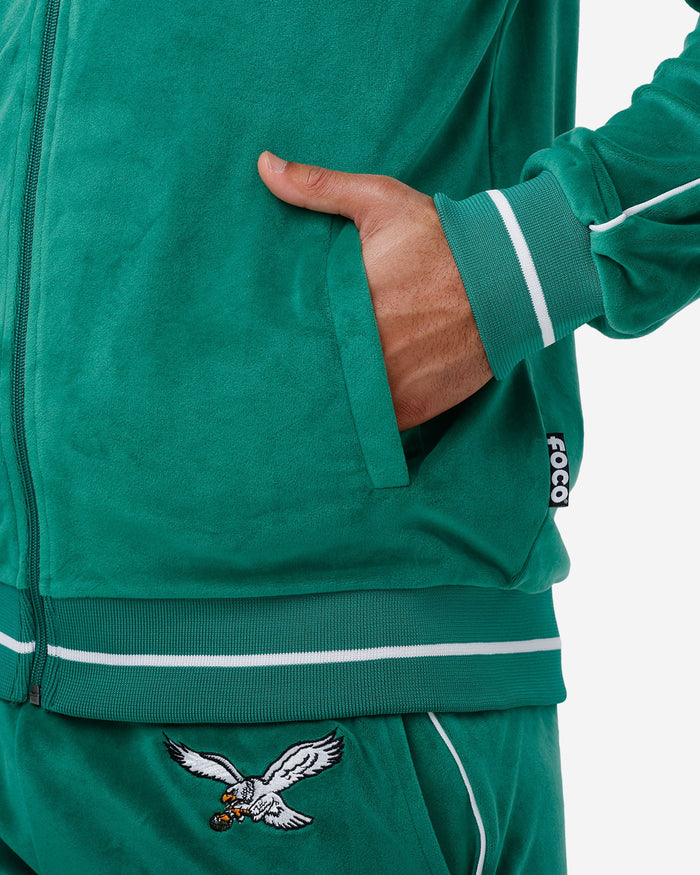 Philadelphia Eagles Kelly Green Velour Zip Up Top FOCO - FOCO.com