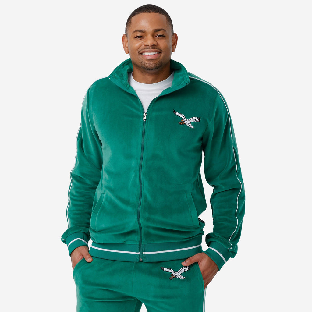 Philadelphia Eagles Kelly Green Velour Zip Up Top FOCO S - FOCO.com