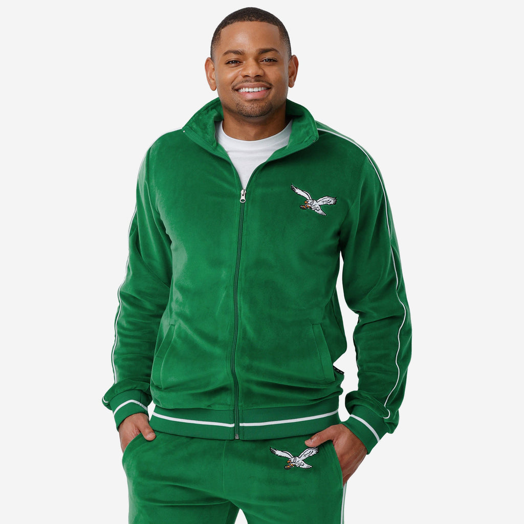 Philadelphia Eagles Kelly Green Velour Zip Up Top FOCO S - FOCO.com