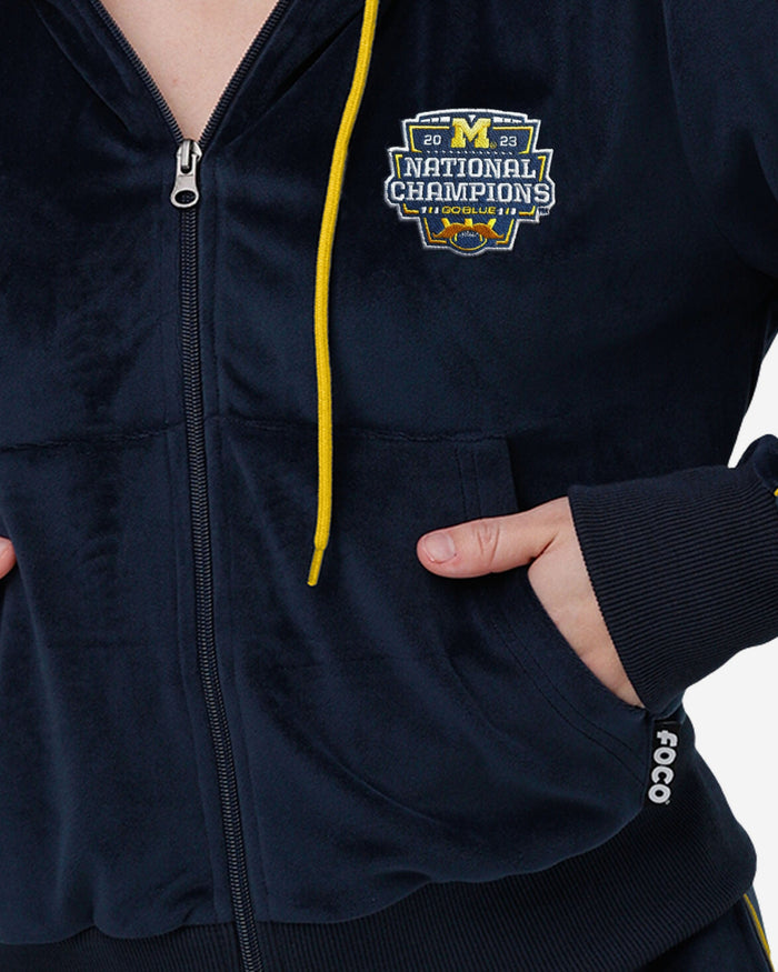 Michigan Wolverines 2023 Football National Champions Womens Velour Zip Up Top FOCO - FOCO.com