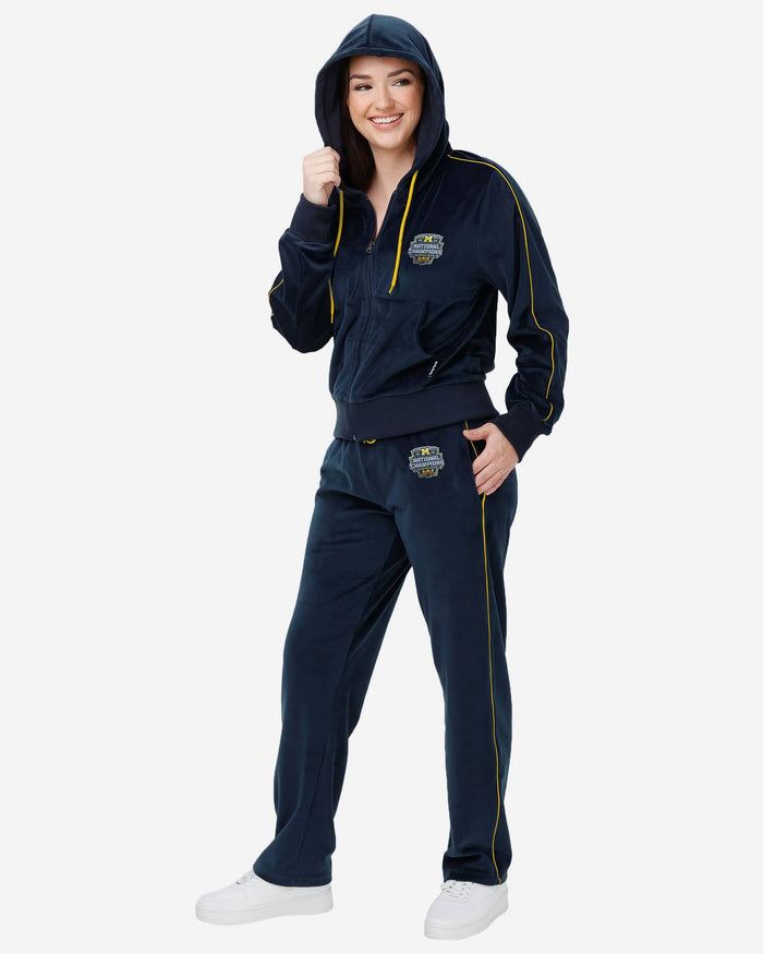 Michigan Wolverines 2023 Football National Champions Womens Velour Zip Up Top FOCO - FOCO.com