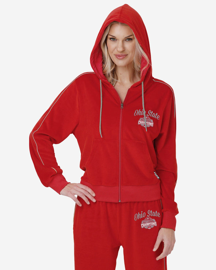 Ohio State Buckeyes 2024 Football National Champions Womens Velour Zip Up Top FOCO S - FOCO.com