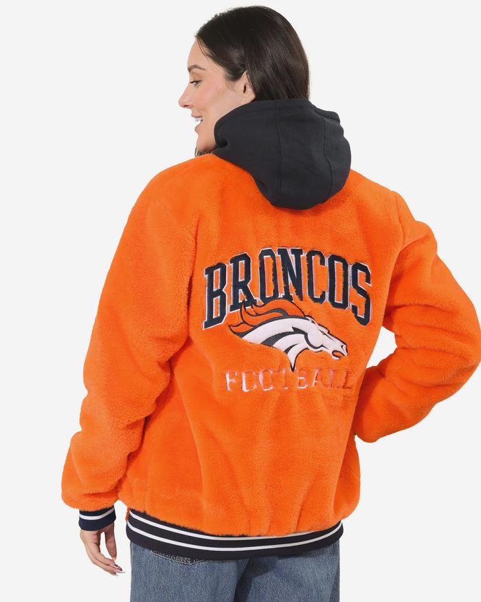 Denver Broncos Womens Oversized Faux Fur Bomber Jacket FOCO S - FOCO.com