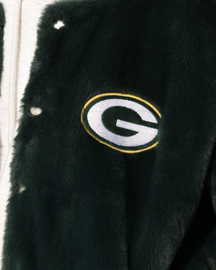 Green Bay Packers Womens Oversized Faux Fur Bomber Jacket FOCO S - FOCO.com
