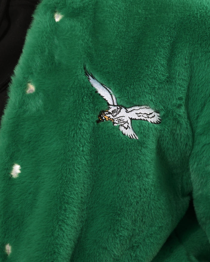 Philadelphia Eagles Kelly Green Retro Womens Oversized Faux Fur Bomber Jacket FOCO S - FOCO.com