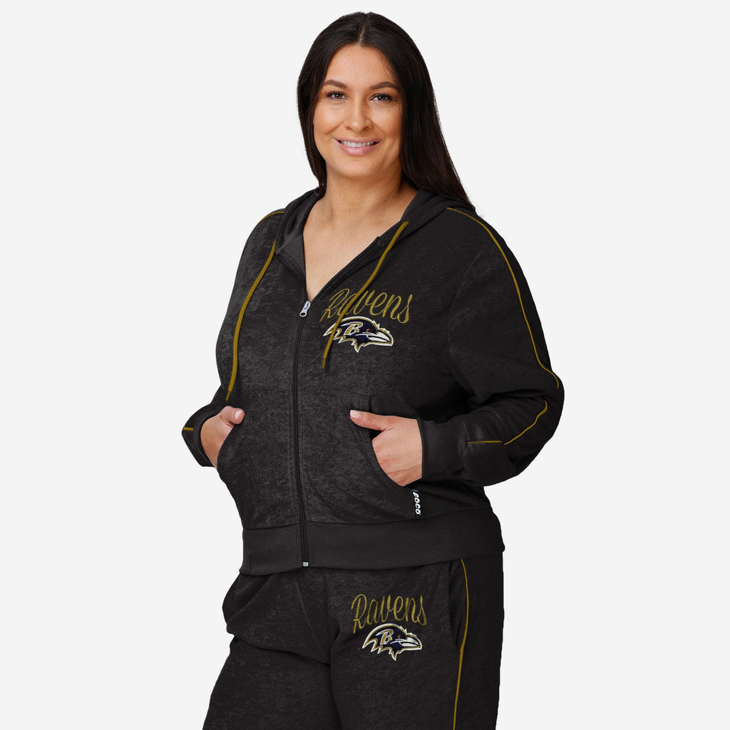 Baltimore Ravens Womens Terry Knit Zip Up Top FOCO S - FOCO.com