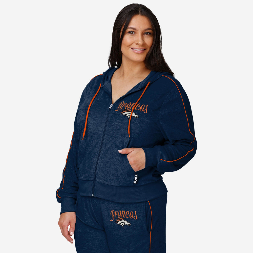 Denver Broncos Womens Terry Knit Zip Up Top FOCO S - FOCO.com