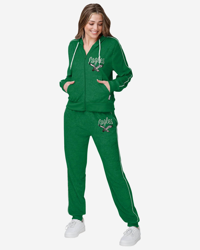 Philadelphia Eagles Kelly Green Womens Terry Knit Zip Up Top FOCO - FOCO.com