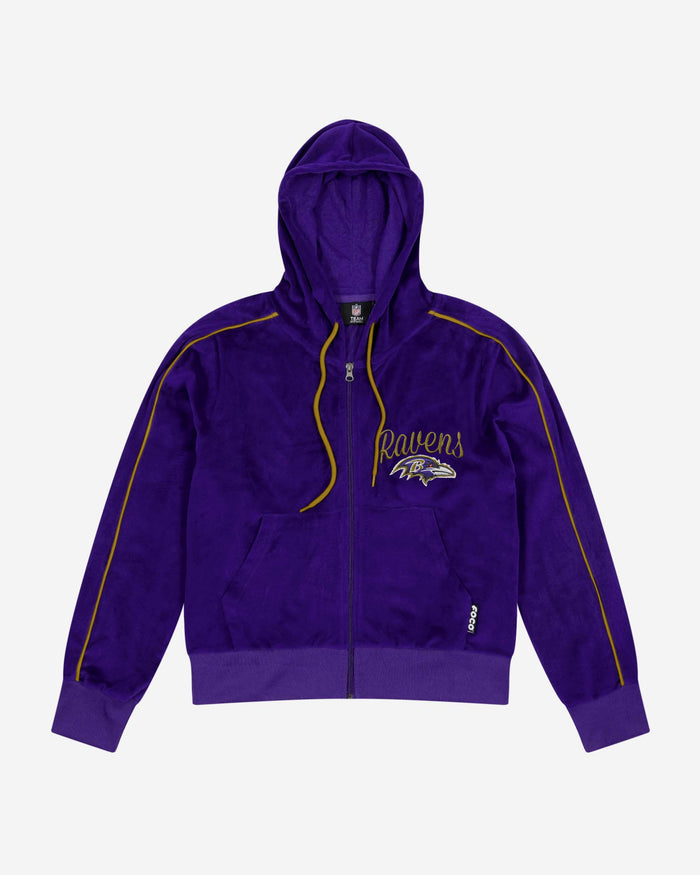 Baltimore Ravens Womens Velour Zip Up Top FOCO - FOCO.com