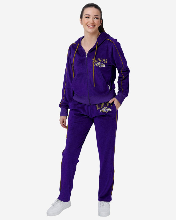 Baltimore Ravens Womens Velour Zip Up Top FOCO - FOCO.com