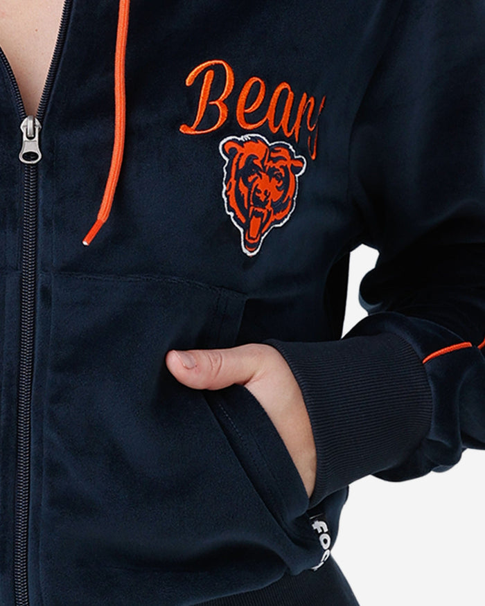 Chicago Bears Womens Velour Zip Up Top FOCO - FOCO.com