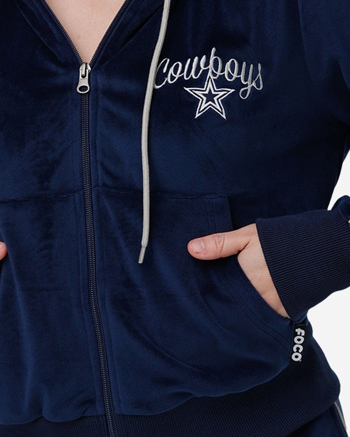 Dallas Cowboys Womens Velour Zip Up Top FOCO - FOCO.com