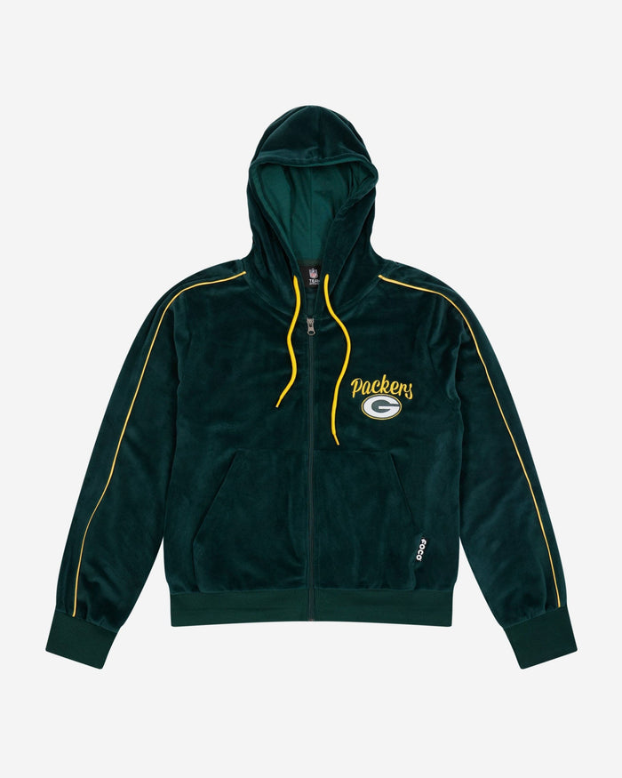 Green Bay Packers Womens Velour Zip Up Top FOCO - FOCO.com