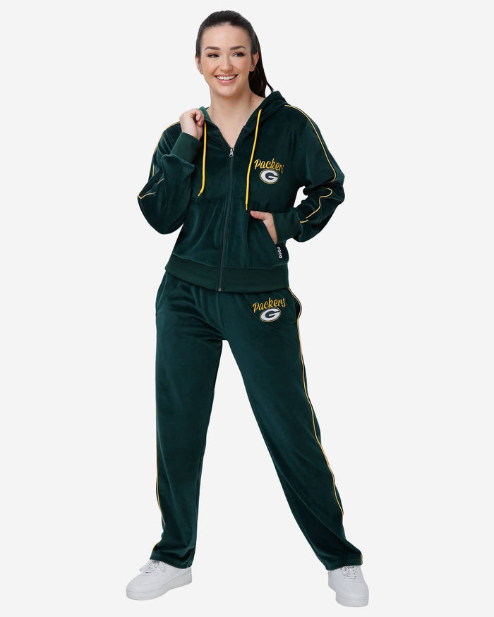 Green Bay Packers Womens Velour Zip Up Top FOCO - FOCO.com