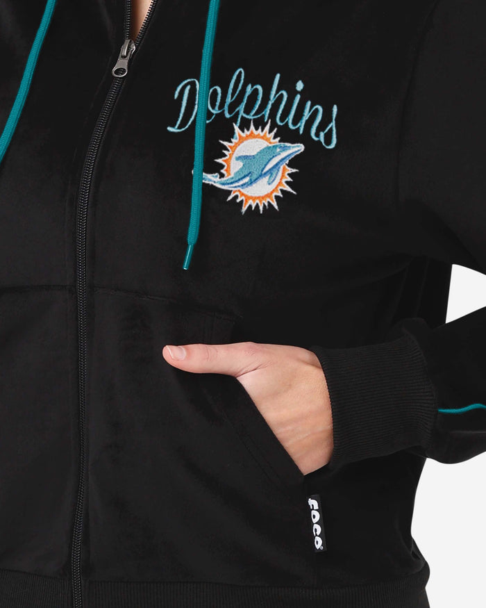 Miami Dolphins Womens Velour Zip Up Top FOCO - FOCO.com