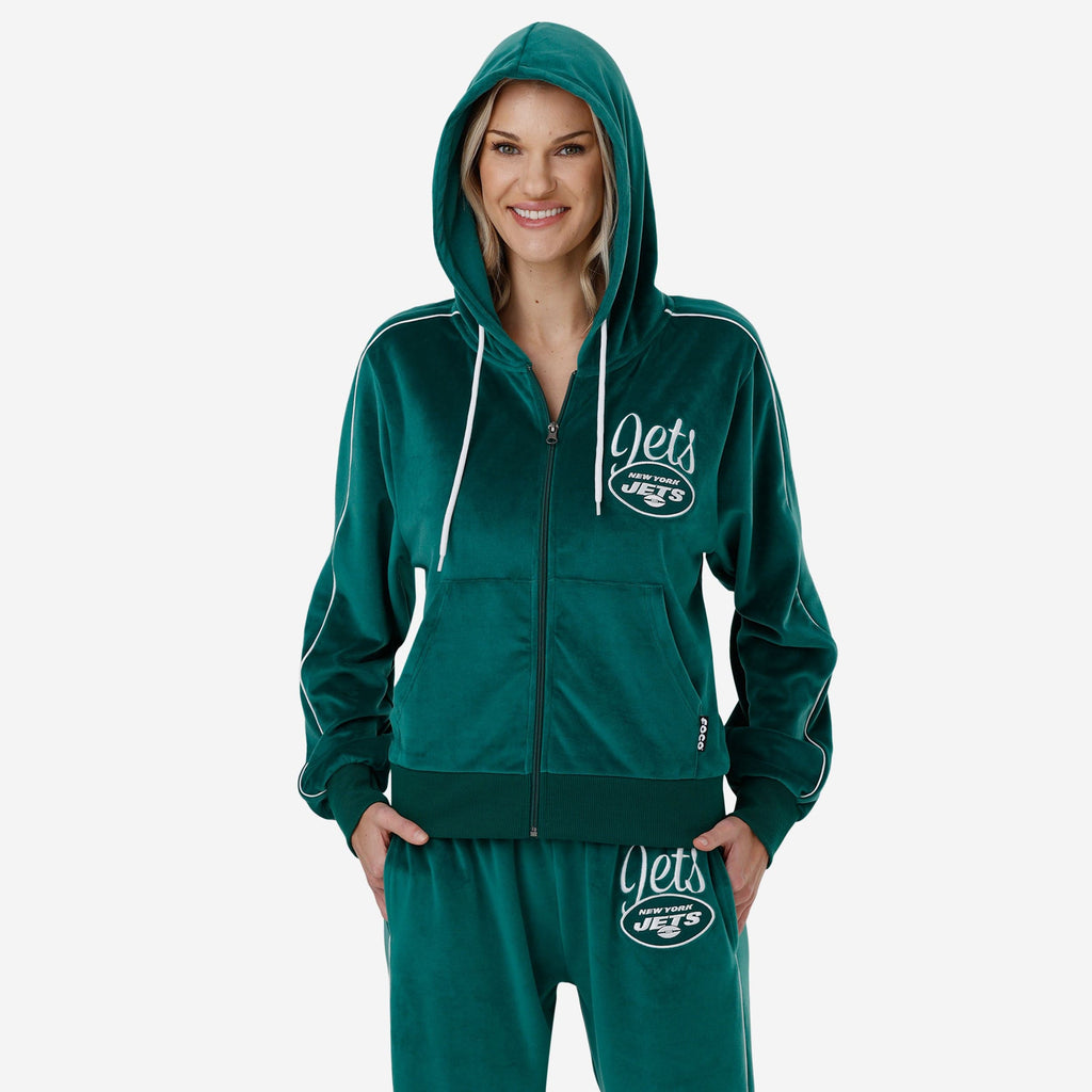 New York Jets Womens Velour Zip Up Top FOCO S - FOCO.com