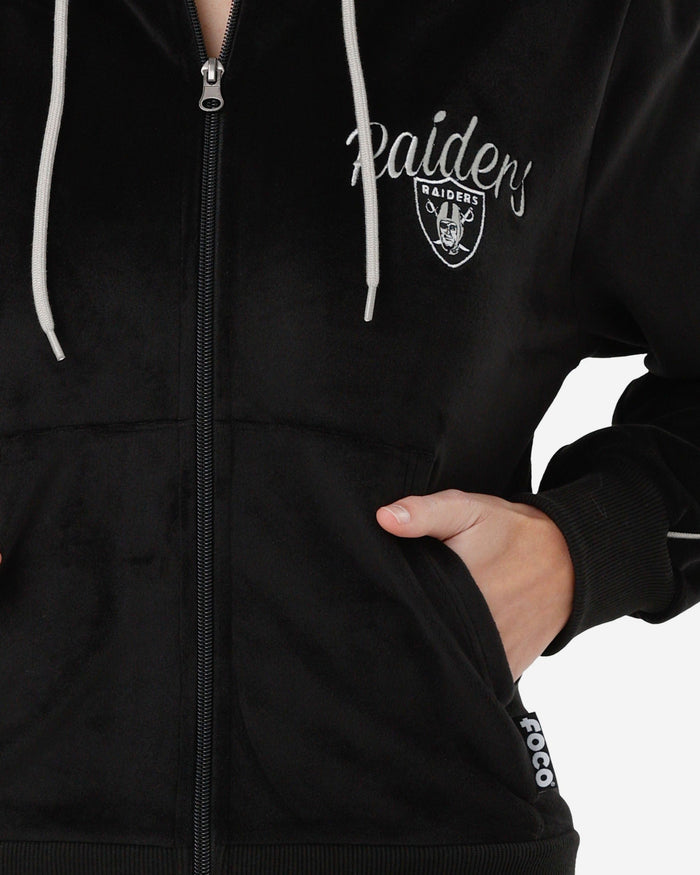 Las Vegas Raiders Womens Velour Zip Up Top FOCO - FOCO.com