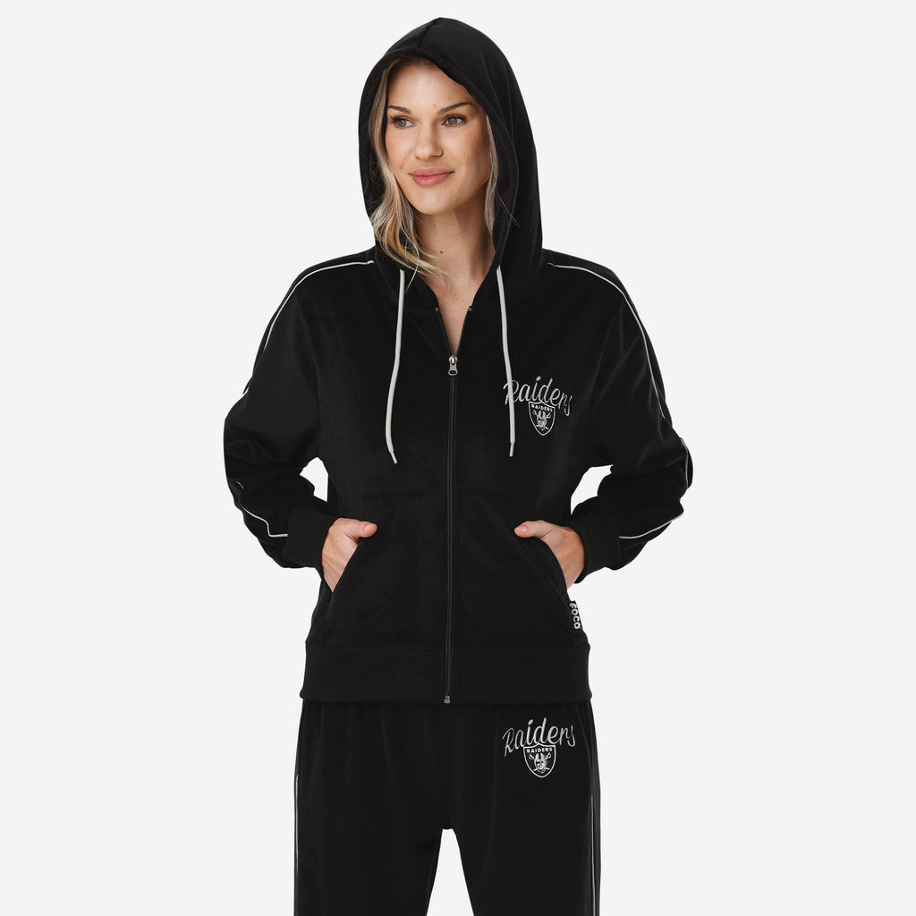 Las Vegas Raiders Womens Velour Zip Up Top FOCO S - FOCO.com