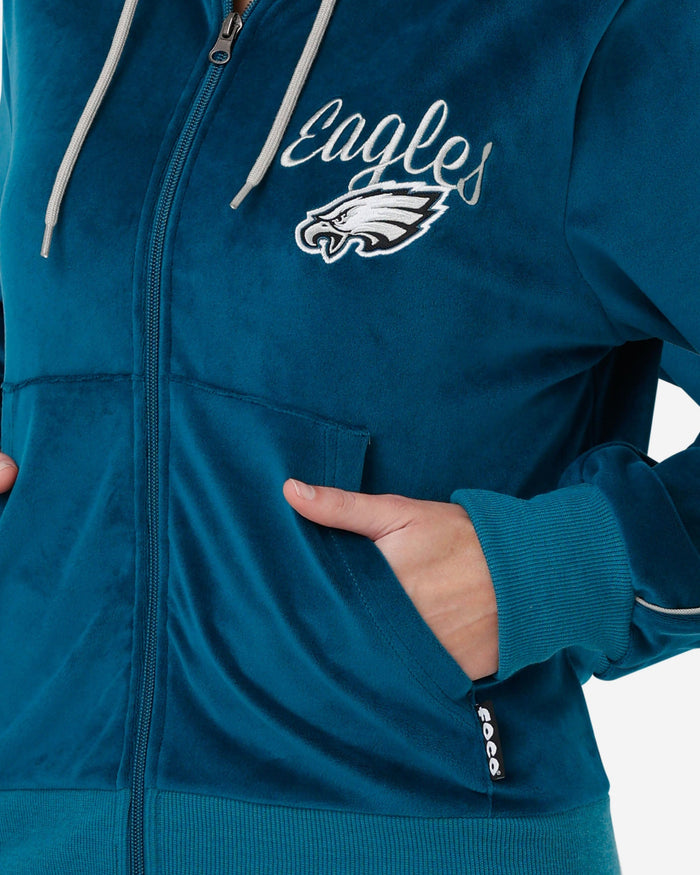 Philadelphia Eagles Womens Velour Zip Up Top FOCO - FOCO.com