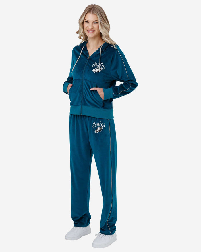 Philadelphia Eagles Womens Velour Zip Up Top FOCO - FOCO.com