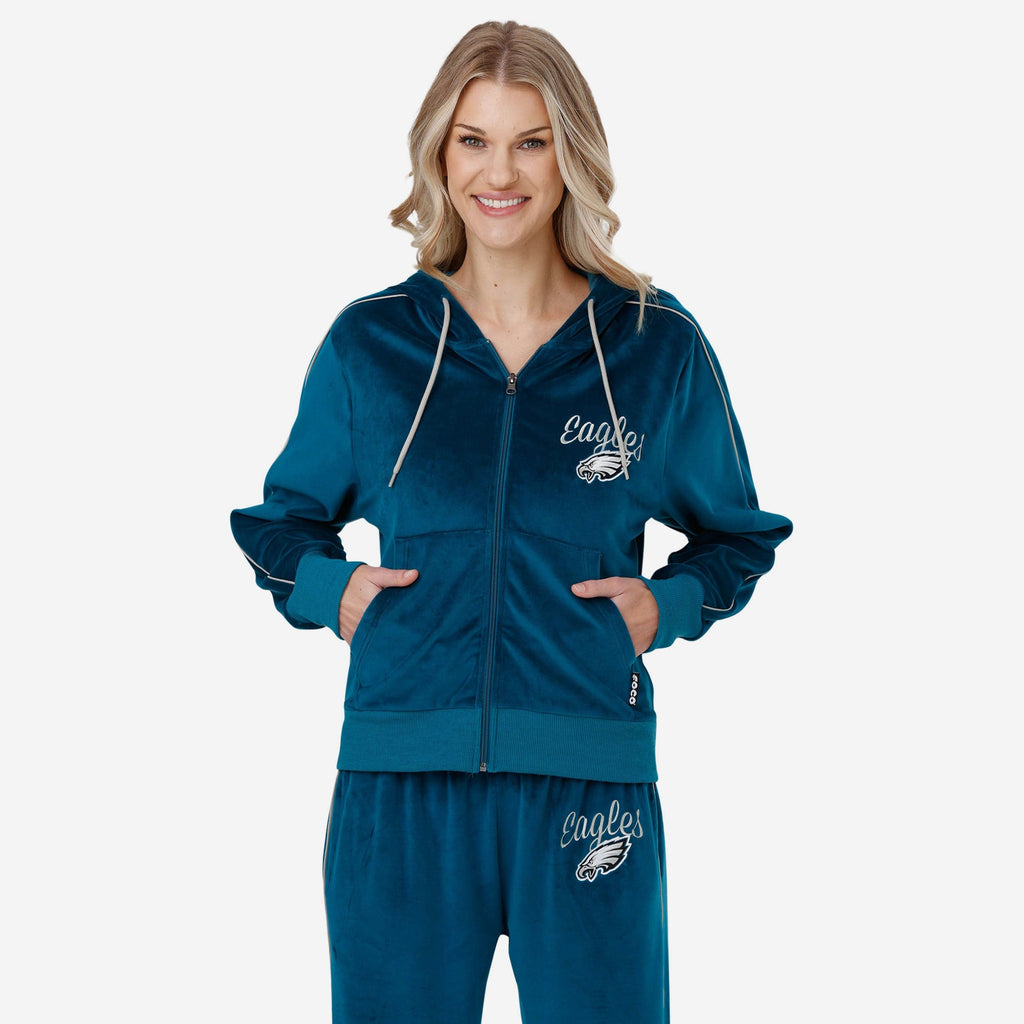 Philadelphia Eagles Womens Velour Zip Up Top FOCO S - FOCO.com