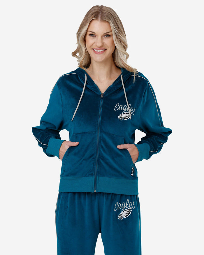 Philadelphia Eagles Womens Velour Zip Up Top FOCO S - FOCO.com