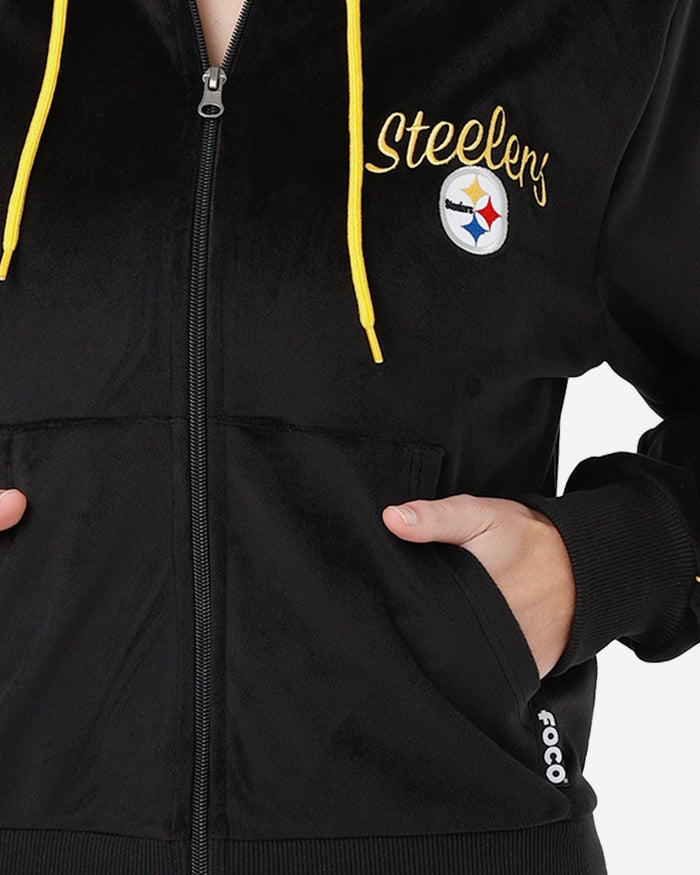 Pittsburgh Steelers Womens Velour Zip Up Top FOCO - FOCO.com