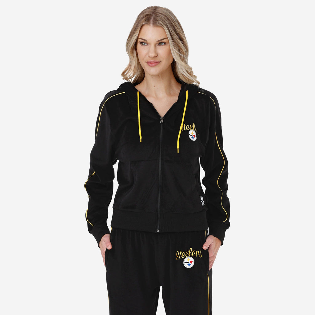 Pittsburgh Steelers Womens Velour Zip Up Top FOCO S - FOCO.com