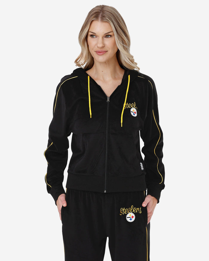 Pittsburgh Steelers Womens Velour Zip Up Top FOCO S - FOCO.com