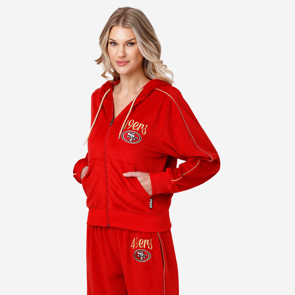 San Francisco 49ers Womens Velour Zip Up Top FOCO S - FOCO.com