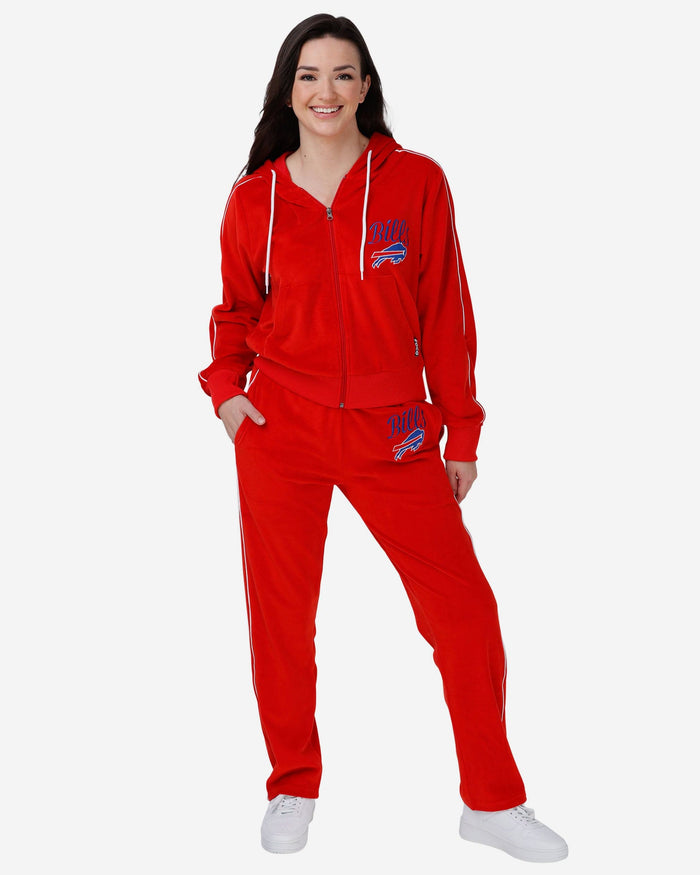 Buffalo Bills Womens Red Velour Zip Up Top FOCO - FOCO.com