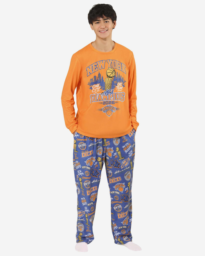 New York Knicks 2026 NBA Champions Banner Gameday Ready Pajama Set FOCO S - FOCO.com