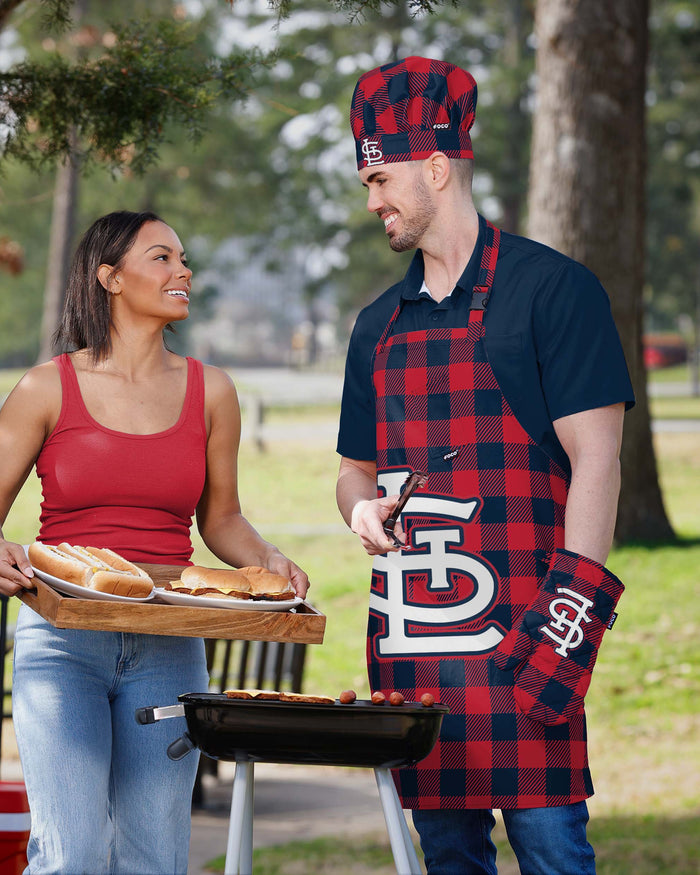 St Louis Cardinals Plaid Chef Set FOCO - FOCO.com