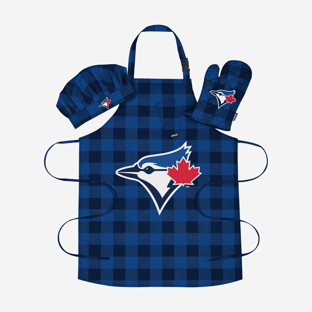 Toronto Blue Jays Plaid Chef Set FOCO - FOCO.com