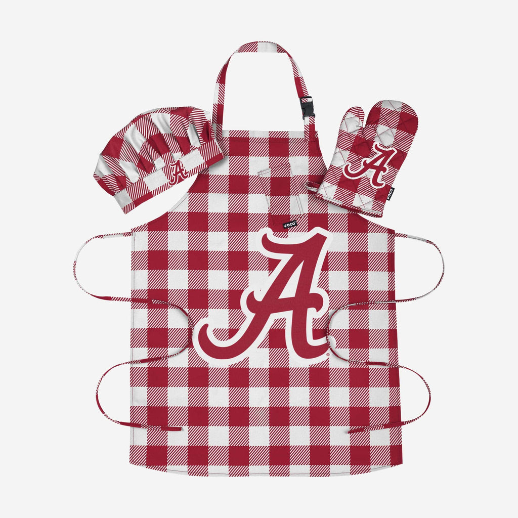 Alabama Crimson Tide Plaid Chef Set FOCO - FOCO.com