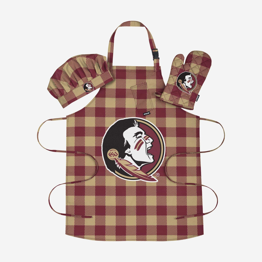 Florida State Seminoles Plaid Chef Set FOCO - FOCO.com