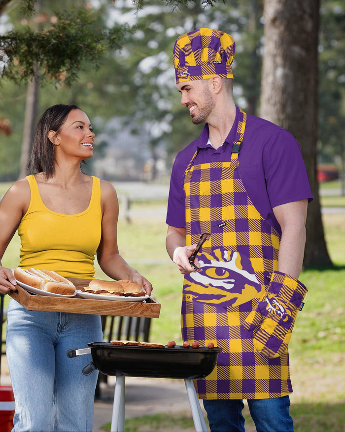 LSU Tigers Plaid Chef Set FOCO - FOCO.com