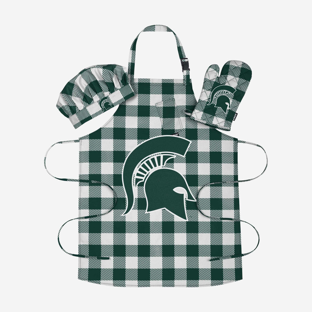 Michigan State Spartans Plaid Chef Set FOCO - FOCO.com