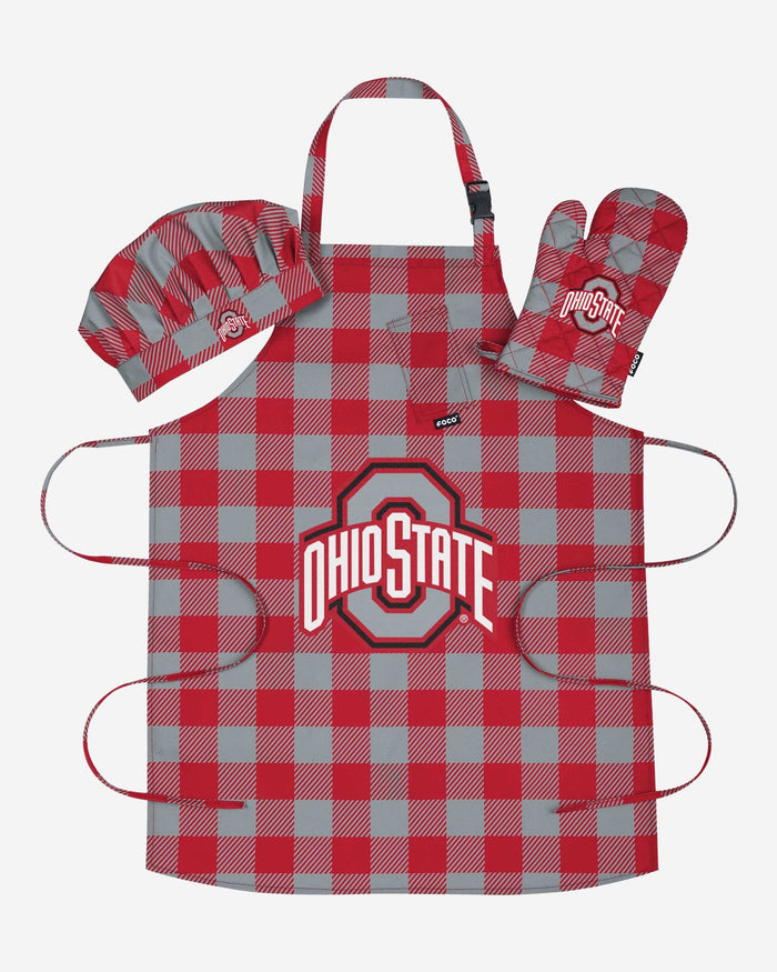 Ohio State Buckeyes Plaid Chef Set FOCO - FOCO.com