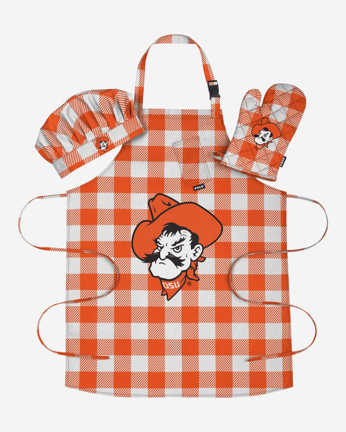 Oklahoma State Cowboys Plaid Chef Set FOCO - FOCO.com