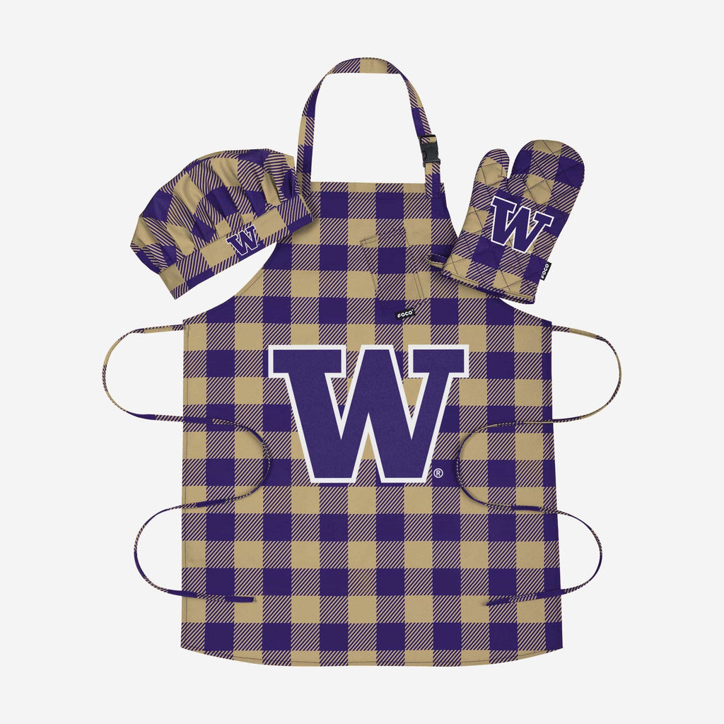 Washington Huskies Plaid Chef Set FOCO - FOCO.com